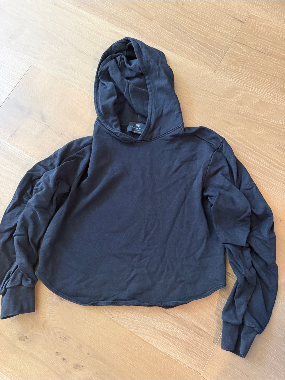 Women's Black Hooded Cropped Hoodie Sweatshirt